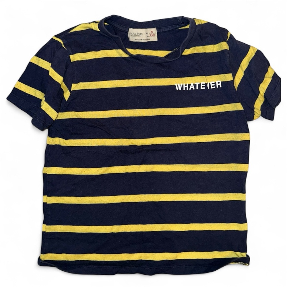 ZARA Kids Striped Navy and Yellow T-Shirt